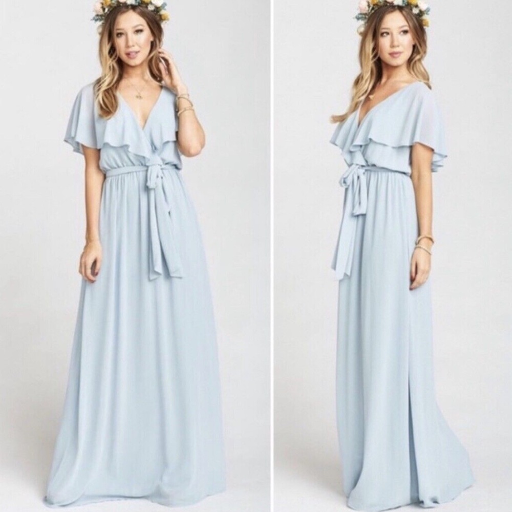 Show Me Your Mumu Audrey Maxi Dress Dusty Blue Size Medium